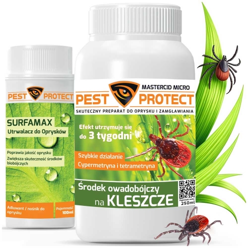 Oprysk na Kleszcze do Ogrodu PEST PROTECT 250ml + Utrwalacz SURFAMAX 100ml