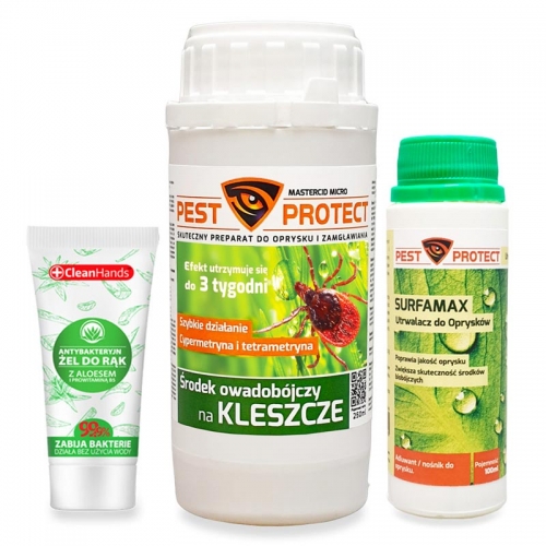 Oprysk na Kleszcze PEST PROTECT 250ml + Utrwalacz SURFAMAX 100ml