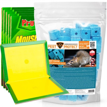 5x Myszołapka na Szczury, Myszy + Trutka PEST PROTECT 1,5kg