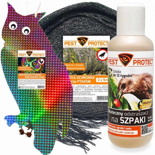 Siatka ochronna 2x5m, straszak, odstraszacz na ptaki, szpaki 200ml PEST PROTECT